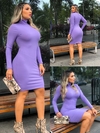 Vestido manga longa gola alta Lilás
