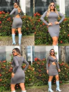 VESTIDO LAÇO 2 EM 1 CINZA CANELADO