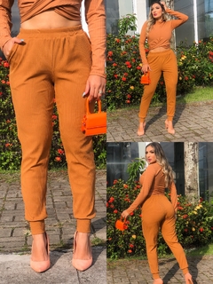 CALÇA CARAMELO CANELADO