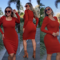 VESTIDO TERRA COTA PRINCESA MANGA LONGA