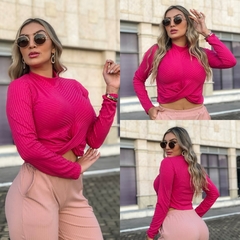 CROPPED FUCSIA CANELADO