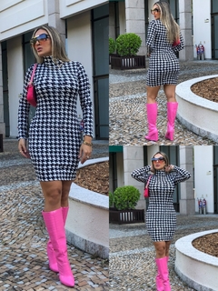 Imagem do Vestido PIED DE POULE manga longa gola alta