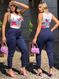 CALÇA AZUL MARINHO CANELADO
