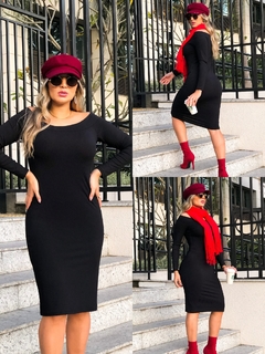 Vestido PRETO manga longa ombro a ombro