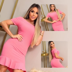 Vestido ROSA BALLET BABADO