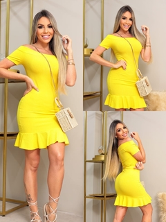 Vestido AMARELO BABADO
