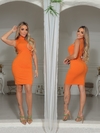 Vestido Tangerina midi gola sem manga