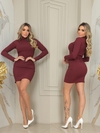 Vestido MARSALA manga longa gola alta