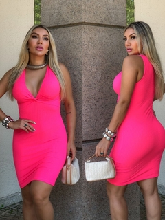 Vestido NEON PINK NOZINHO canelado