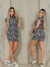 Vestido Zebra gola alta com manguinha