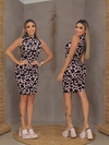 Vestido Vaquinha Rosa midi gola sem manga