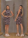 Vestido Vaquinha Rosa midi gola sem manga