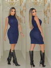 Vestido PDP AZUL BIC gola sem manga