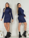 Vestido PDP AZUL BIC manga longa gola alta