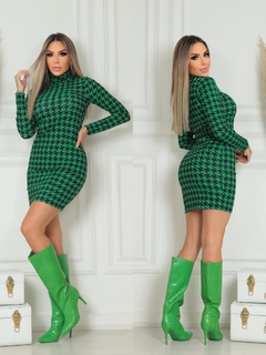 Vestido PDP ESMERALDA manga longa gola alta