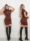 Vestido PDP TERRA COTA gola alta com manguinha