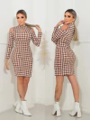 VESTIDO PDP BRANCO/CARAMELO GOTA MANGA LONGA