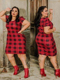 Vestido Plus XADREZ Vermelho PRINCESA