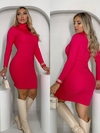 Vestido PINK manga longa gola alta