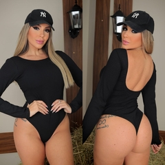 Body PRETO CANELADO Inverno elástico - loja online