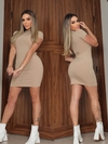 Vestido Amêndoa gola alta com manguinha