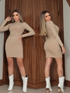 Vestido Amêndoa manga longa gola alta