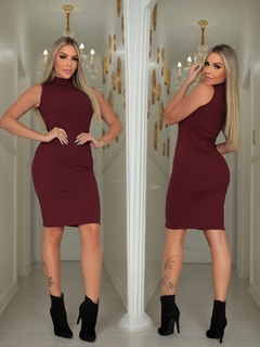 Vestido MARSALA midi gola sem manga