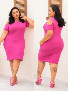 Vestido Plus Recort Fucsia