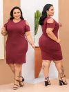 Vestido Plus Recort Marsala