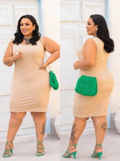 Imagem do Vestido Plus Regata Amêndoa