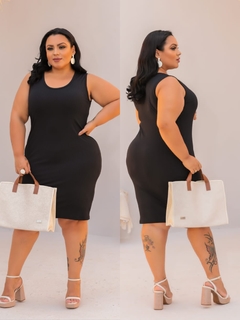 Vestido Plus Regata Preto