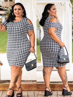 Vestido Plus Recort Pied de Poule