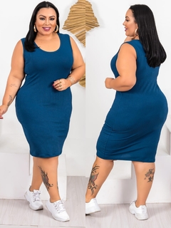 Vestido Plus Regata Azul Petróleo