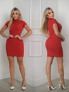 Vestido VERMELHO gola alta com manguinha