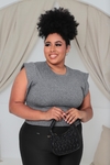 CROPPED CINZA PLUS SIZE MUSCLE TEE