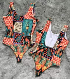 Imagem do Body maiô ELASTICO nas costas Abacaxi Tropical