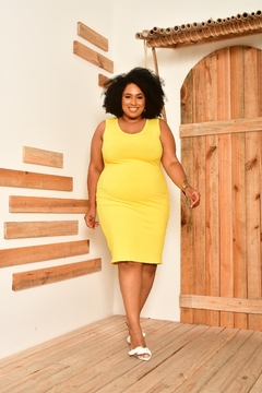 Vestido Plus Regata Amarelo - GGS Modas