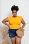 CROPPED DAMASCO PLUS SIZE MUSCLE TEE - comprar online