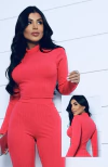 Cropped PINK Canelado POWER Gola Manga Longa