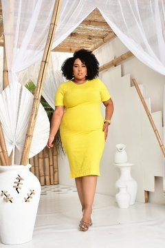 Vestido Amarelo Elegância Plus Size - GGS Modas
