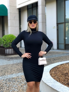 Vestido PRETO manga longa gola alta - GGS Modas