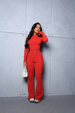 CALÇA VERMELHO CANELADO POWER FLARE na internet