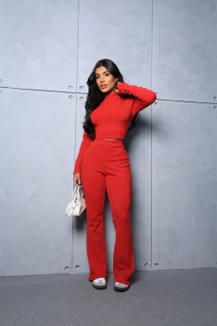 CALÇA VERMELHO CANELADO POWER FLARE - comprar online