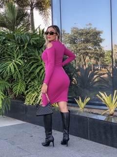 VESTIDO FUCSIA GOTA MANGA LONGA - GGS Modas