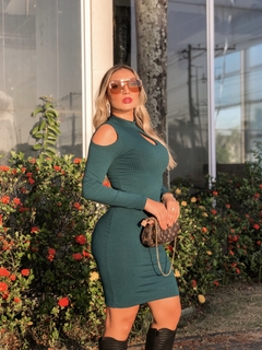 VESTIDO VERDE JADE GOTA MANGA LONGA - comprar online