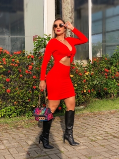 VESTIDO LAÇO 2 EM 1 LARANJA CANELADO
