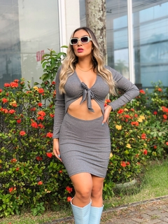 Imagem do VESTIDO LAÇO 2 EM 1 CINZA CANELADO
