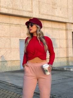 CROPPED VERMELHO CANELADO - loja online