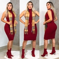 Vestido VERMELHO midi gola sem manga - loja online