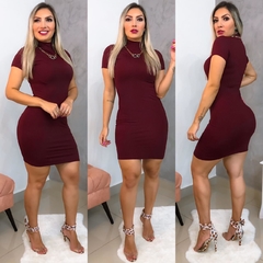 Vestido MARSALA gola alta com manguinha